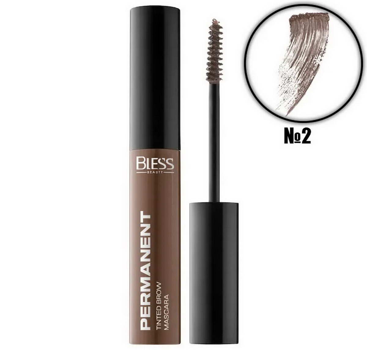 Тінтуюча туш для брів Bless Beauty Fluffy Brow Mascara № 02 Medium Brown