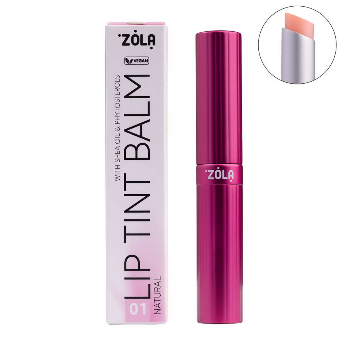 Zola Бальзам для губ відтінковий Lip Tint Balm 01 Natural