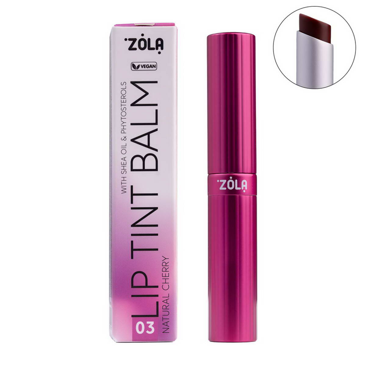 Zola Бальзам для губ відтінковий Lip Tint Balm 03 Cherry Natural